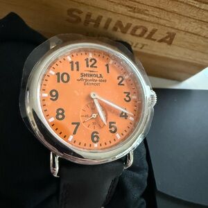 New in box- Shinola Runwell Argonite Orange and Black Men’s Watch